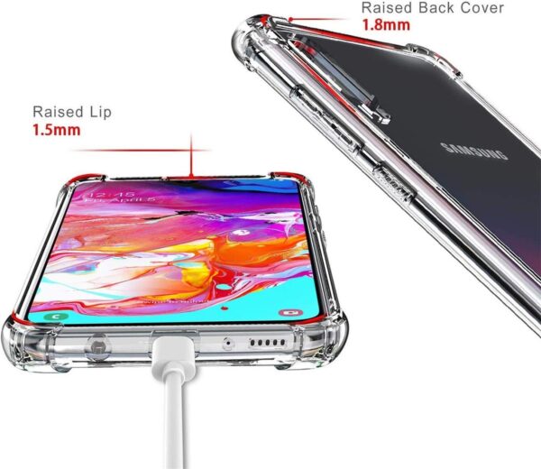 Luxury Premium Anti-Burst Transparent Case Cover and 3D Glass Protector For Samsung Galaxy A70 - Image 15