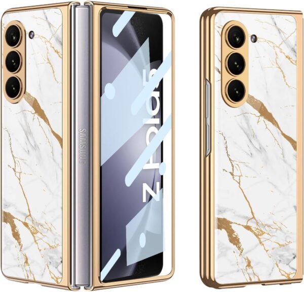 Luxury Premium Electroplated Marble Case Cover For Samsung Galaxy Z Fold 5 5G - Image 6