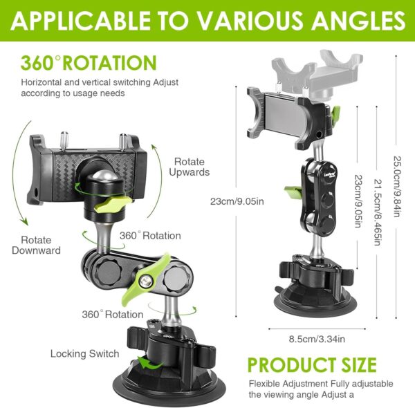 Leepiya Car Phone Mount Video Recording Universal Magic Arm Suction Car Phone Mount  Holder - Image 12