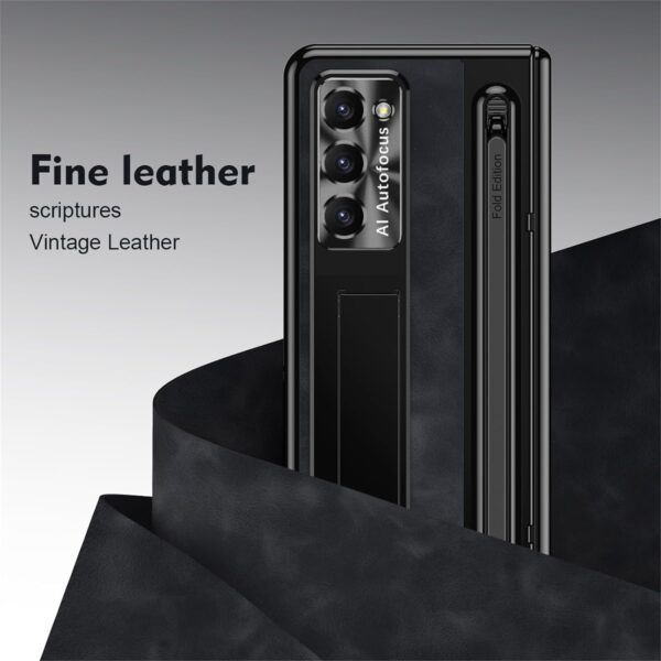 Luxury Premium Retro Leather Folding Stand Phone Case For Samsung Galaxy Z Fold 5 - Image 19