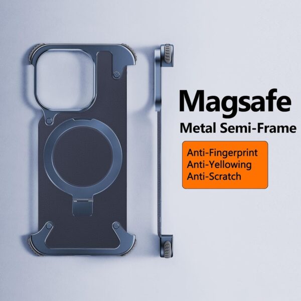 Luxury Premium Luxury Premium Leather Magsafe Ring Holder Invisible Kickstand Bezel Less Metal Slim Hard Ultra Thin Case Cover iPhone 15 Pro Max - Image 16