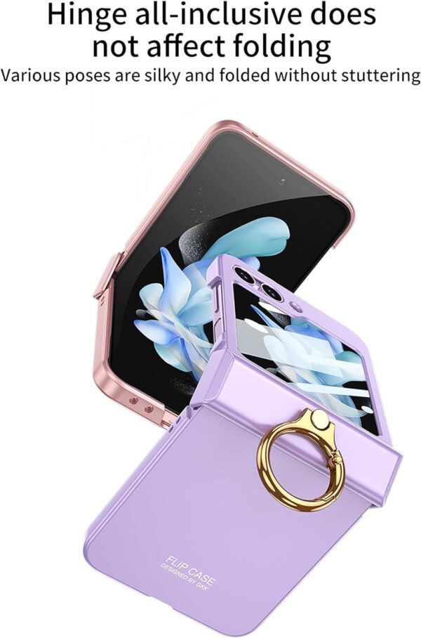 Luxury Premium Hinge Protection with Ring Holder Case Cover for Galaxy Z Flip 5 - Image 9
