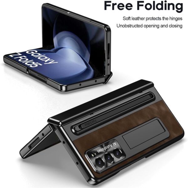 Luxury Premium Retro Leather Folding Stand Phone Case For Samsung Galaxy Z Fold 5 - Image 15