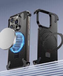Alternative view of Luxury Premium Oatsbasf Magsafe Magnetic Anti-Collision Carbon Fibre Case Cover for iPhone 15 Pro (Copy)