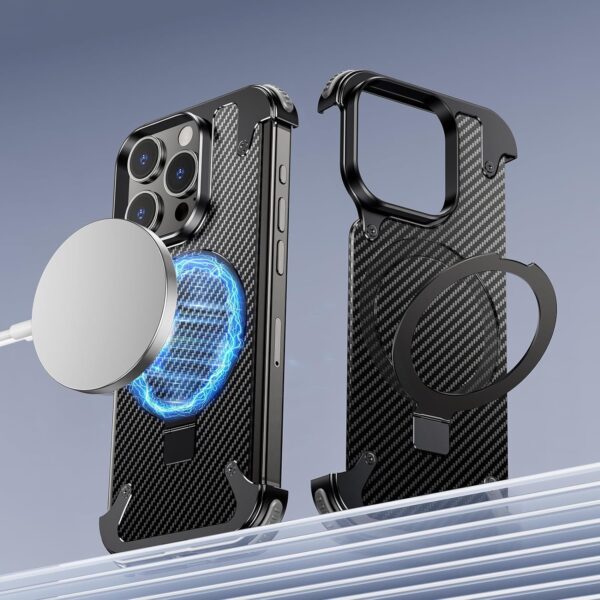 Luxury Premium Oatsbasf Magsafe Magnetic Anti-Collision Carbon Fibre Case  Cover for iPhone Series - Image 2