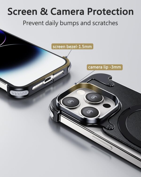 Luxury Premium Luxury Premium Leather Magsafe Ring Holder Invisible Kickstand Bezel Less Metal Slim Hard Ultra Thin Case Cover iPhone 15 Pro Max - Image 11