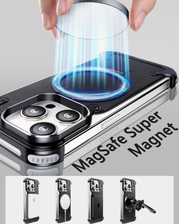 Luxury Premium Luxury Premium Leather Magsafe Ring Holder Invisible Kickstand Bezel Less Metal Slim Hard Ultra Thin Case Cover iPhone 15 Pro Max - Image 13