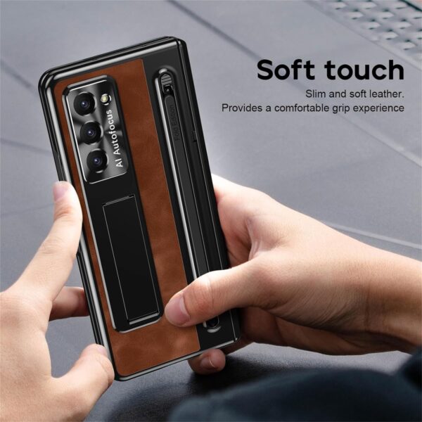 Luxury Premium Retro Leather Folding Stand Phone Case For Samsung Galaxy Z Fold 5 - Image 22