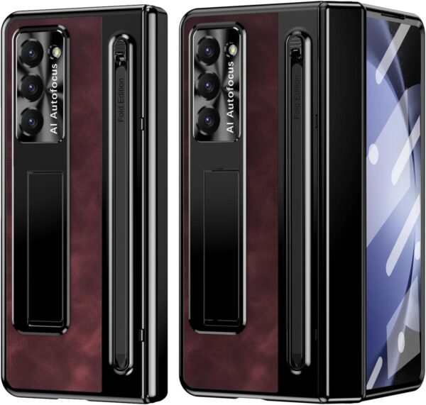 Luxury Premium Retro Leather Folding Stand Phone Case For Samsung Galaxy Z Fold 5 - Image 23