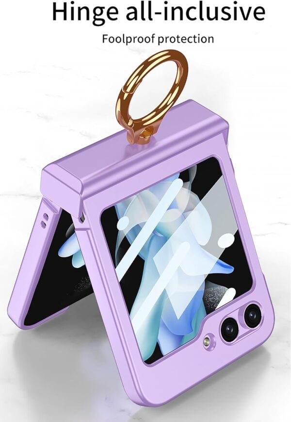 Luxury Premium Hinge Protection with Ring Holder Case Cover for Galaxy Z Flip 5 - Image 7
