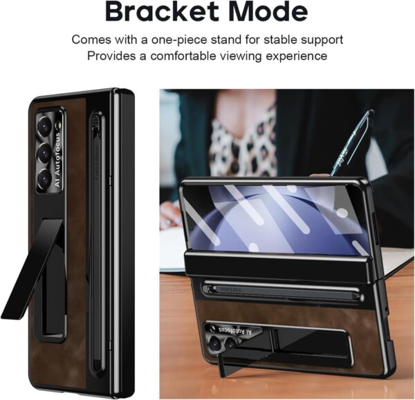 Luxury Premium Retro Leather Folding Stand Phone Case For Samsung Galaxy Z Fold 5 - Image 21