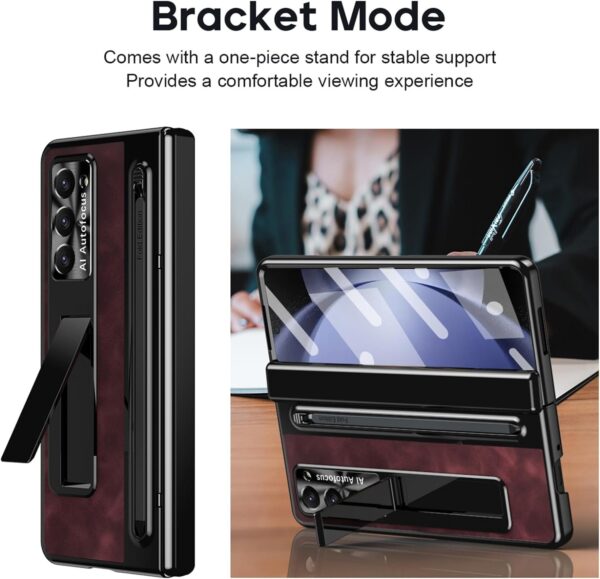 Luxury Premium Retro Leather Folding Stand Phone Case For Samsung Galaxy Z Fold 5 - Image 20