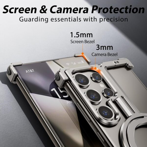 Luxury Magsafe Magnetic Frameless Aluminum Alloy Shockproof Stand Metal Phone Case For Samsung Galaxy S24 Ultra - Image 13