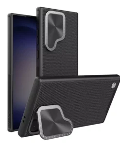 Nillkin Textured Prop Fiber Nylon Camera Flip Bracket Shockproof Back Cover Case For Samsung Galaxy S24 Ultra