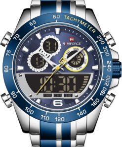 NAVIFORCE Mens Analog Digital Sport Watches Waterproof Multifunction Chronograph Silicone Strap Watch