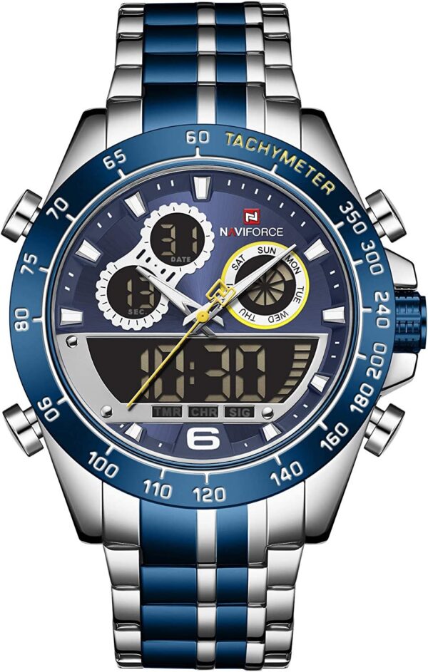 NAVIFORCE Mens Analog Digital Sport Watches Waterproof Multifunction Chronograph Silicone Strap Watch