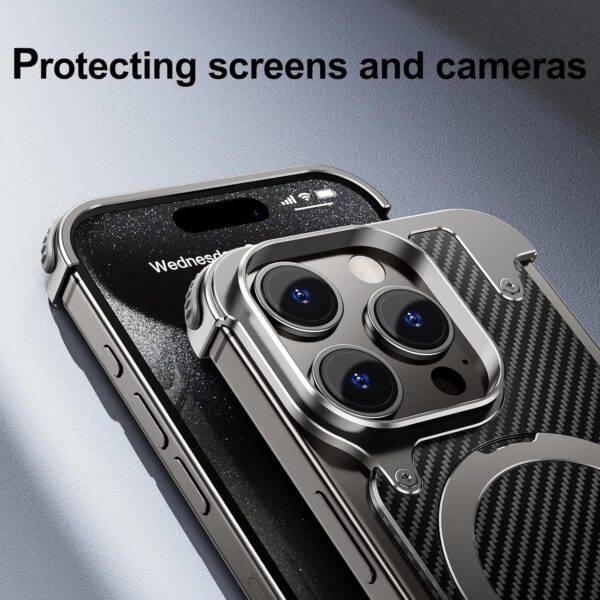 Luxury Premium Oatsbasf Magsafe Magnetic Anti-Collision Carbon Fibre Case  Cover for iPhone Series - Image 9