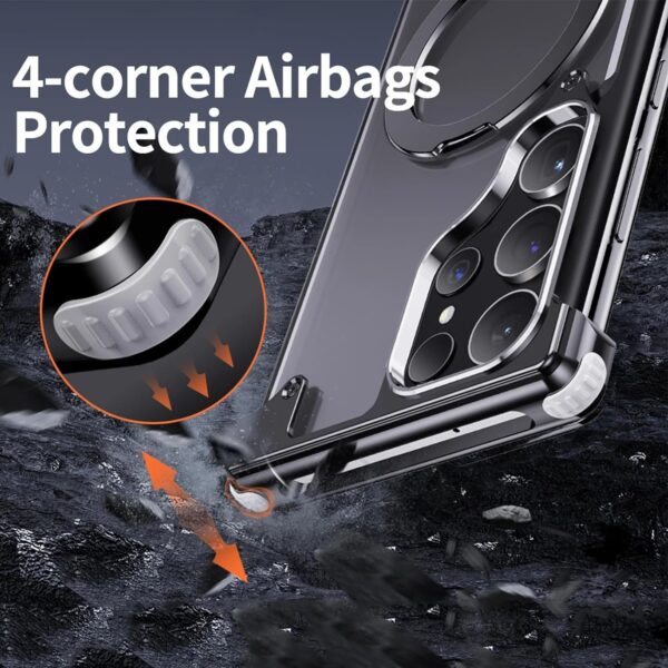 Luxury Magsafe Magnetic Frameless Aluminum Alloy Shockproof Stand Metal Phone Case For Samsung Galaxy S24 Ultra - Image 14