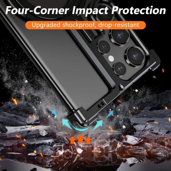 Luxury Magsafe Magnetic Frameless Aluminum Alloy Shockproof Stand Metal Phone Case For Samsung Galaxy S24 Ultra - Image 17