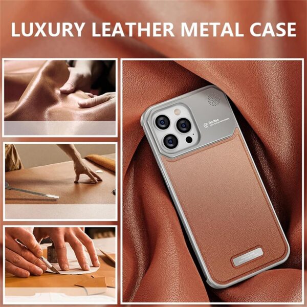 Luxury Premium Luxury Leather Magnetic Aluminum Fragrance Case Cover For iPhone 15 Pro/15 Pro Max - Image 10