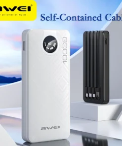 Awei P133K Power Bank 10000mAh with Multiple Charging Cable Outputs Portable Power Bank