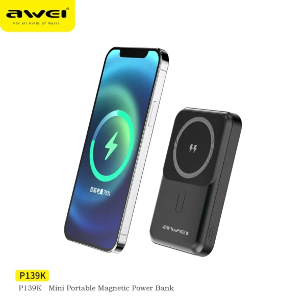Awei P139K 10000mAh Portable Powerbank Magnetic Wireless Power Bank - Image 15