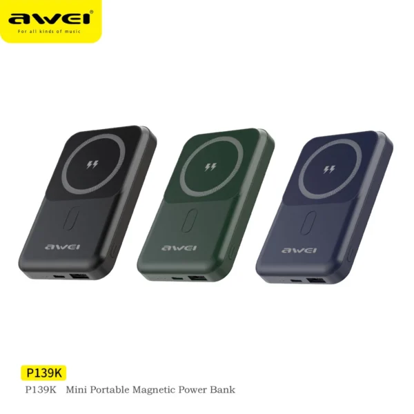 Awei P139K 10000mAh Portable Powerbank Magnetic Wireless Power Bank - Image 13