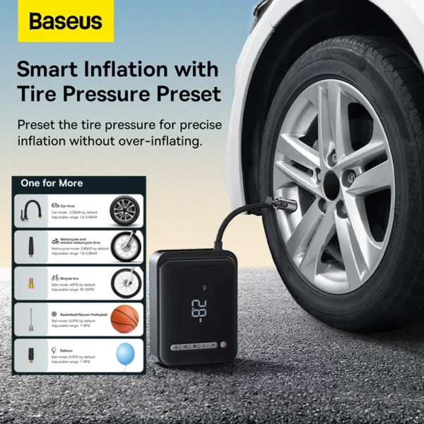BASEUS 2 in 1 1000A Car Jump Starter Power Bank and Portable Air Compressor Inflator Pump - Image 2