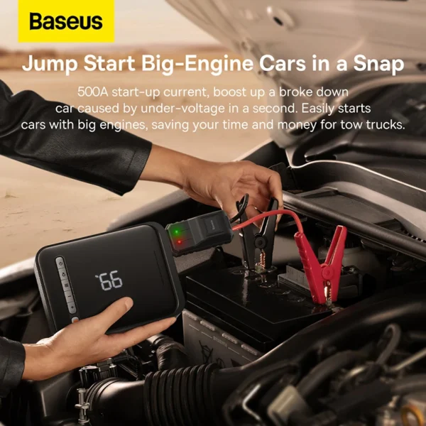 BASEUS 2 in 1 1000A Car Jump Starter Power Bank and Portable Air Compressor Inflator Pump - Image 3