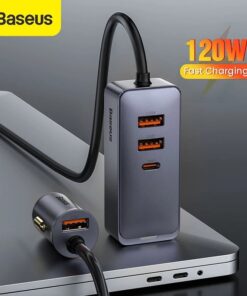 Premium Baseus 120W 4.0 Fast Charging Four Port Car Charger