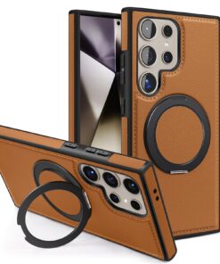 Samsung Galaxy S22 S23 S24 S25 Ultra Series Magsafe Leather 360° Adjustable Ring Shockproof Protective Slim Stand Case