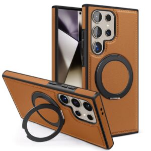 Samsung Galaxy S22 S23 S24 S25 Ultra Series Magsafe Leather 360° Adjustable Ring Shockproof Protective Slim Stand Case