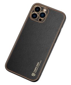 Alternative view of Dux Ducis Yolo Leather Electroplated Case Cover and 3D Glass Protector for iPhone 15 pro/15 Pro Max