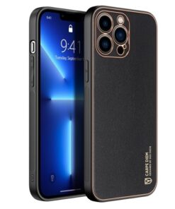 Dux Ducis Yolo Leather Electroplated Case Cover and 3D Glass Protector for iPhone 15 pro/15 Pro Max