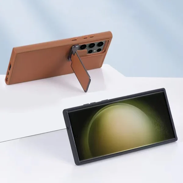 Leather Case with Back Stand for Samsung Galaxy S23 Ultra / S24 Ultra, Business Cover with Camera Lens Cover, Kickstand Case - Image 6