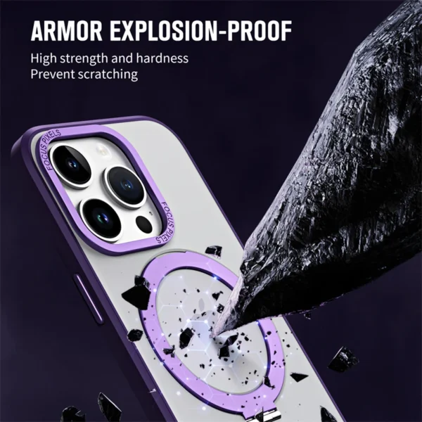 Luxury Premium Magnetic 360° Rotation Stand Ring Holder Frosted Transparent Case Cover For iPhone 11 Pro Max/12 Pro Max - Image 3