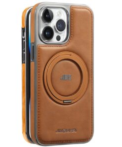 Fun-Casery Magnetic Kickstand Shockproof Leather Case for IPHONE 16/15/14 PRO MAX SERIES