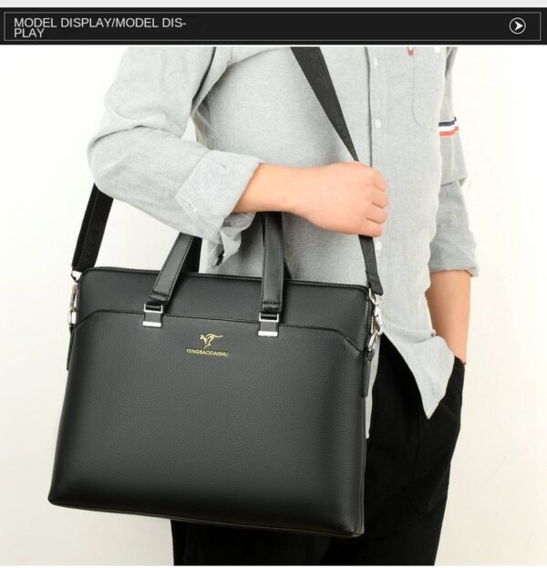 Luxury Briefcase Business PU Leather office Laptop Bag - Image 5