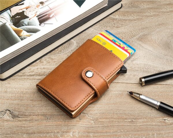 New Rfid Blocking Carbon Fiber Vintage Leather Card Holder Wallet - Image 19