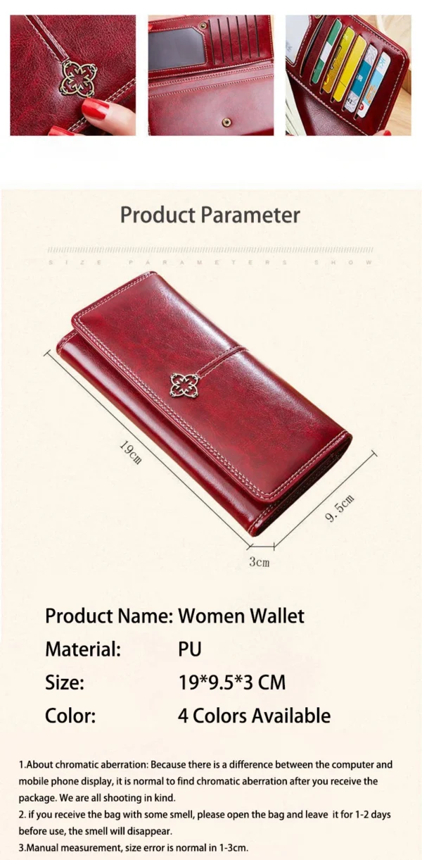 Luxury Premium PU Leather High Quality Fashion Women Purse Cards Holder - Image 5