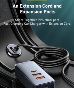 Alternative view of Baseus120W USB Type C 4.0 Fast Charging Four Port Car Charger
