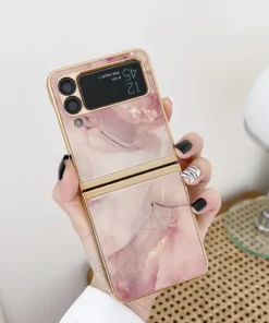 Alternative view of Luxury Premium Marble Patterned Case Cover For Samsung Galaxy Z Flip 3