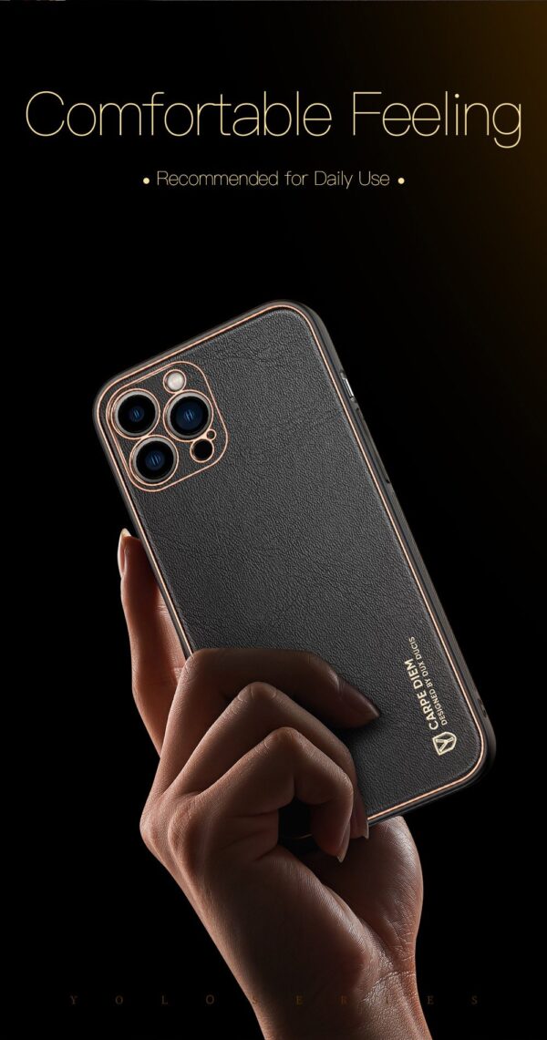 Dux Ducis Yolo Leather Electroplated Case Cover and 3D Glass Protector for iPhone 15 pro/15 Pro Max - Image 15
