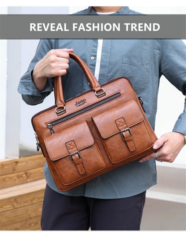 JEEP BULUO Briefcase Bags For Men Business Fashion Office Work Handbag - Image 23