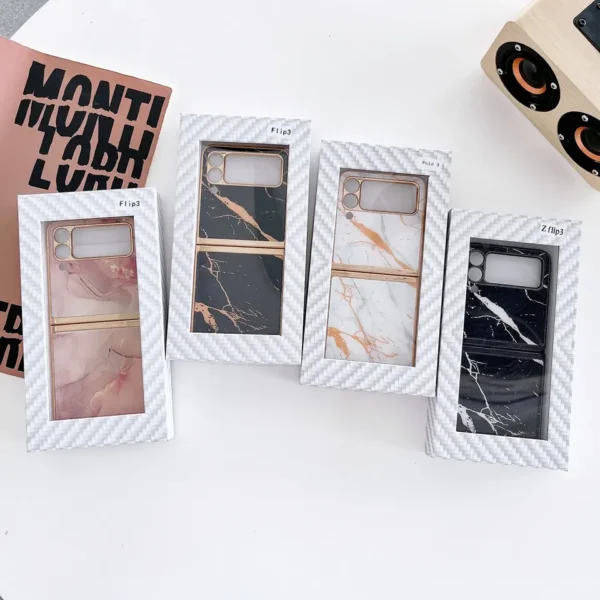 Luxury Premium Marble Patterned Case Cover For Samsung Galaxy Z Flip 3 - Image 3
