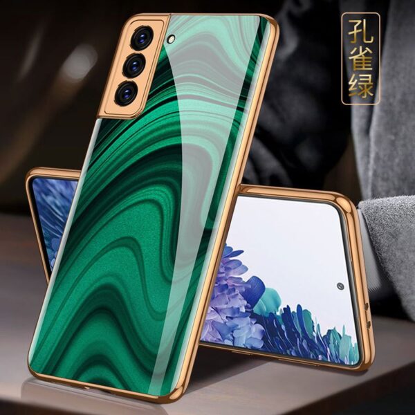 Luxury Gold Plated Marble Tempered Glass Case for Samsung Galaxy S21 Plus - Image 10