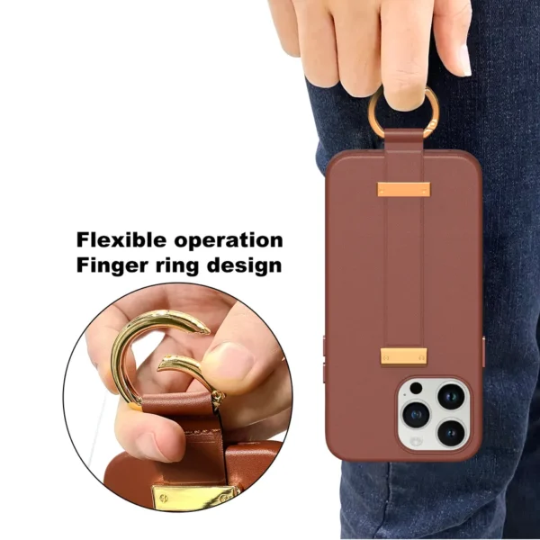 New Ring Design Bracket Wrist Brace Silicone Leather Case Cover for IPhone Series - Image 2