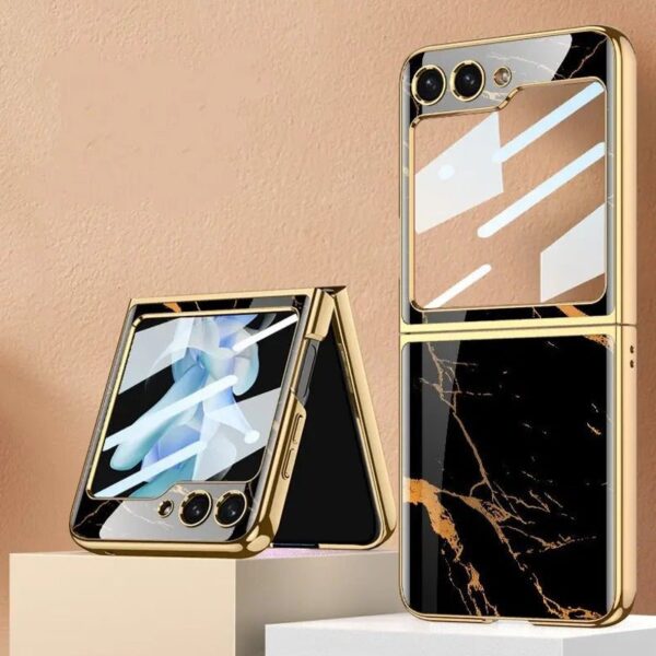 Samsung Galaxy Z Flip 5 5G Shockproof Plating marble Cover - Image 5