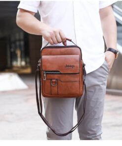 Luxury Brand JEEP Vintage Leather Messenger Shoulder Bag