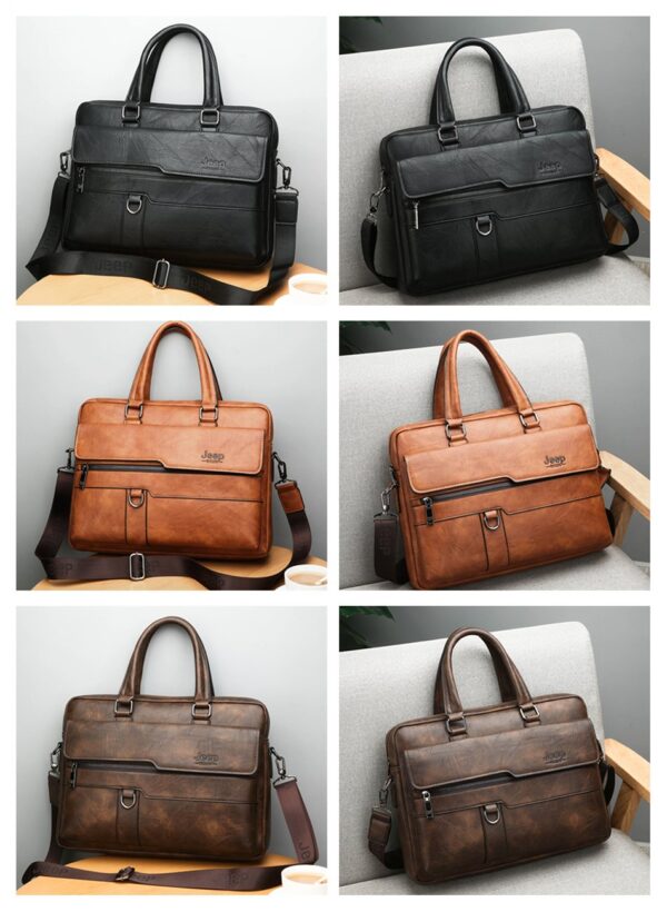 JEEP BULUO Brand Business Briefcase Split Leather High Quality Laptop Bag - Image 7